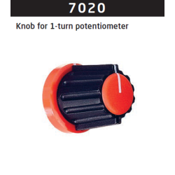 Black knob with red cap for 1-turn potentiometer 7020
