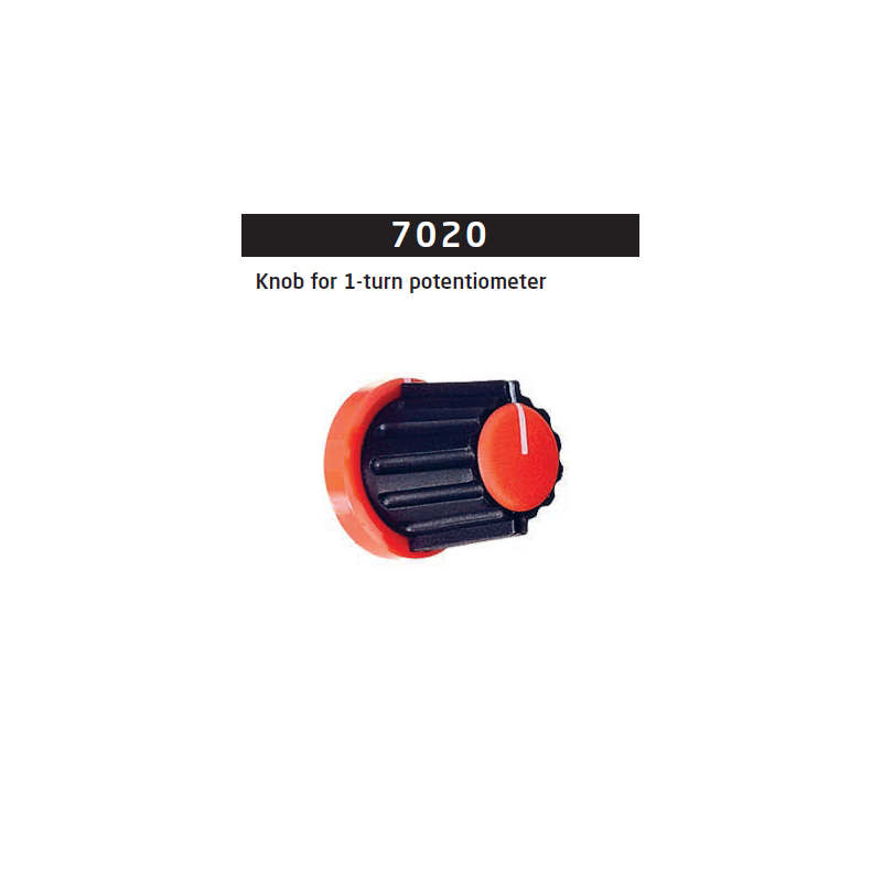 Black knob with red cap for 1-turn potentiometer 7020