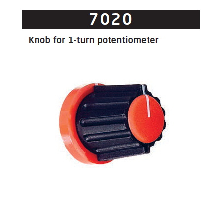 Black knob with red cap for 1-turn potentiometer 7020